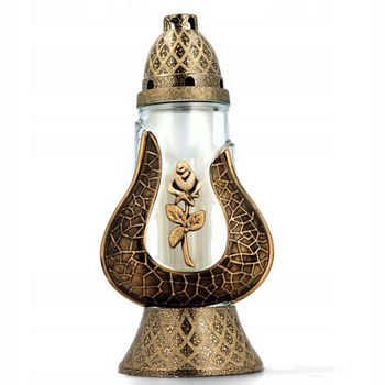 Znicz szklany Rosa mała czarno-złota 31cm