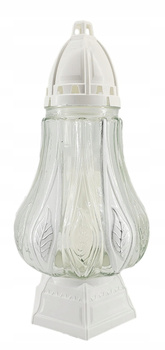 Znicz szklany biały Flavia mała 32 cm