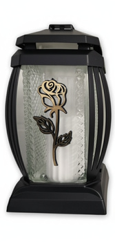 Znicz szklany PRIMA Róża – czarny, elegancki dekoracyjny 24 cm