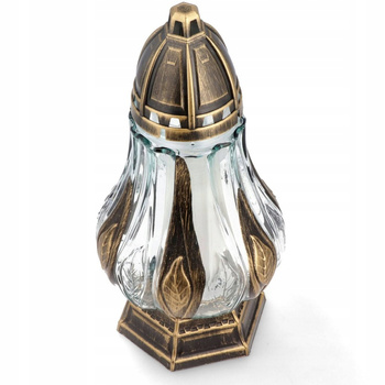 Znicz szklany złoty Flavia mała 32 cm