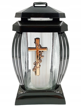 ZNICZ PRIMA 1 SZKLANY  CZARNY ZŁOTY KRZYŻ  WYTRZYMAŁY 24 cm