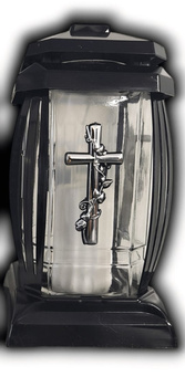 ZNICZ PRIMA 1 SZKLANY  CZARNY SREBRNY KRZYŻ  WYTRZYMAŁY 24 cm